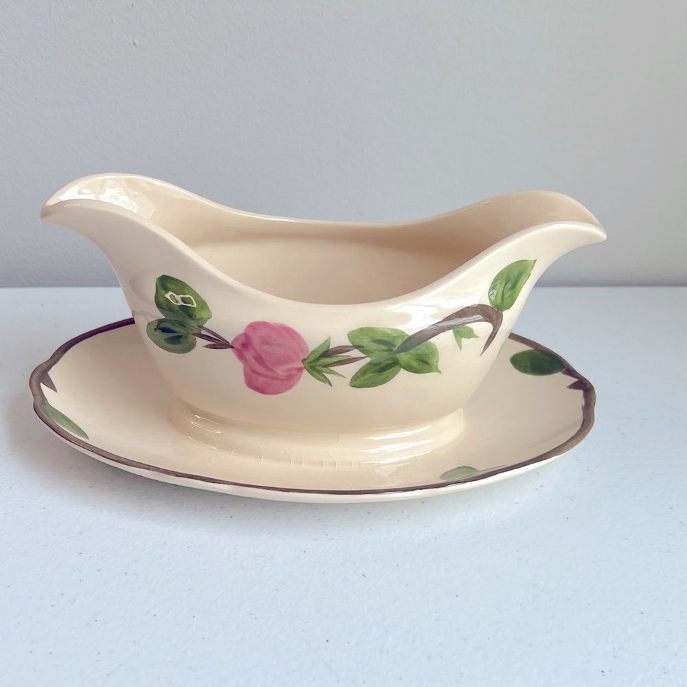 Franciscan 1940’s Desert Rose 8" x 3" Gravy Bowl Made in England - Picture 4 of 8